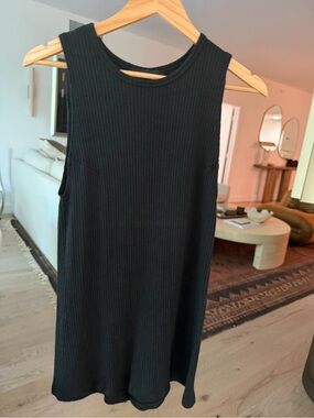 Reformation Black Ribbed Tank Dress